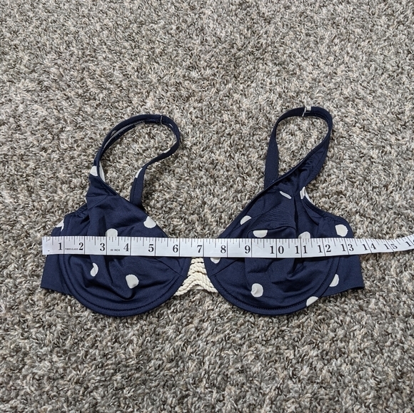 Maryan Mehlhorn navy cream polka dot bikini top 8/D - Picture 6 of 9